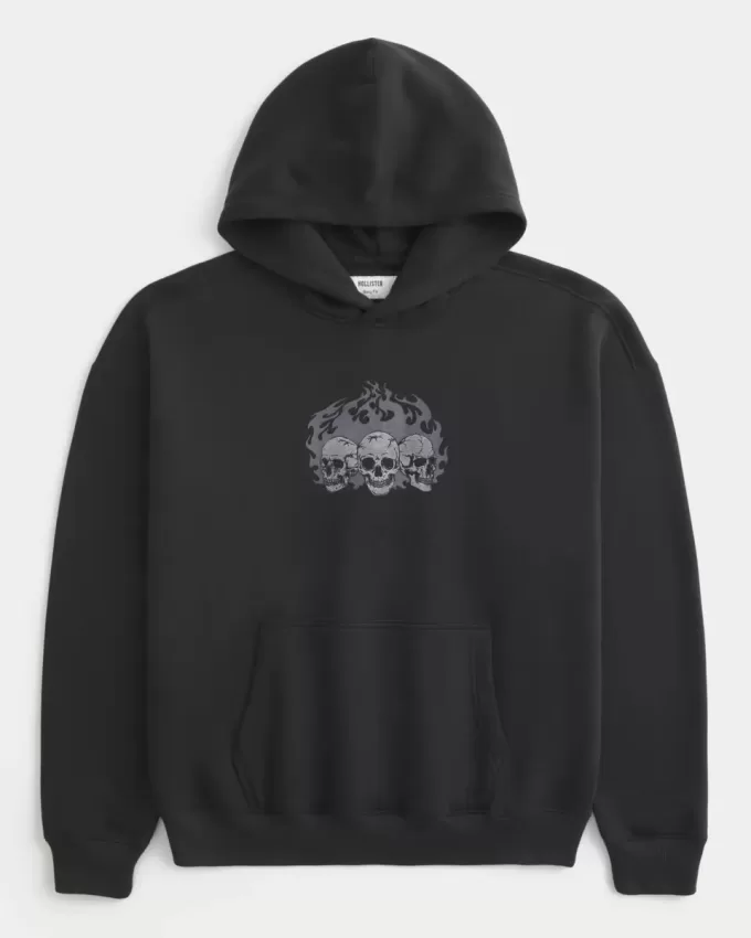 Boxy Skull Graphic Hoodie