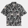 Boxy Tropical Fish Pattern Linen-Blend Shirt Boxy Tropical Fish Pattern Linen-Blend Shirt