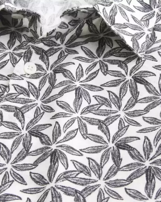 Boxy Tropical Pattern Linen-Blend Shirt