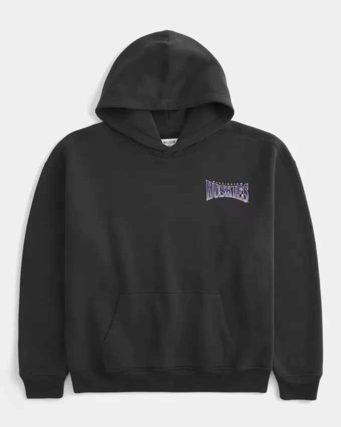 Boxy University of Washington Huskies Graphic Hoodie