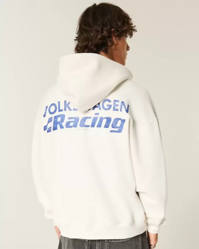 Boxy Volkswagen Racing Graphic Zip-Up Hoodie