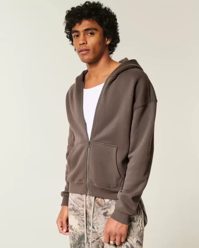 Boxy Zip-Up Hoodie