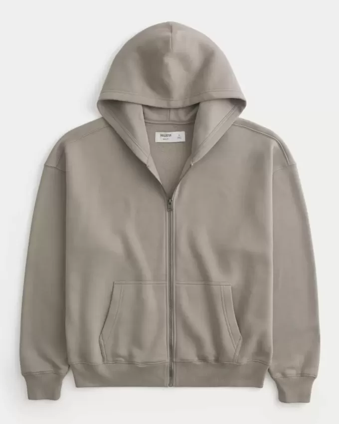 Boxy Zip-Up Hoodie