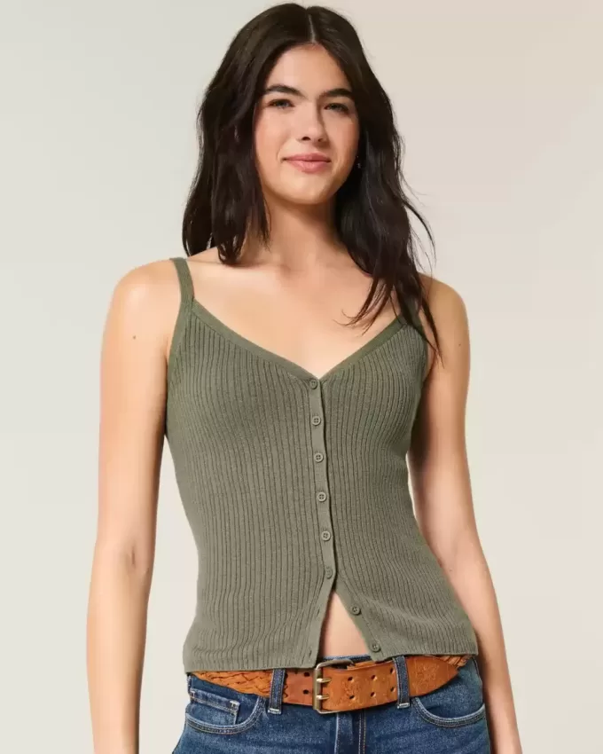 Button-Through Sweater Tank