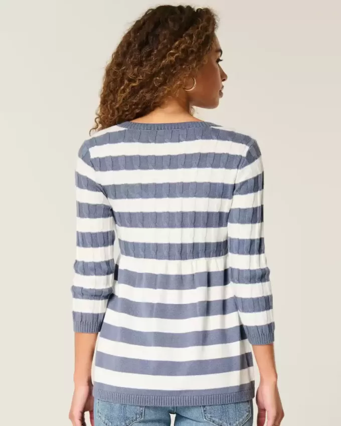 Cable-Knit Babydoll Sweater