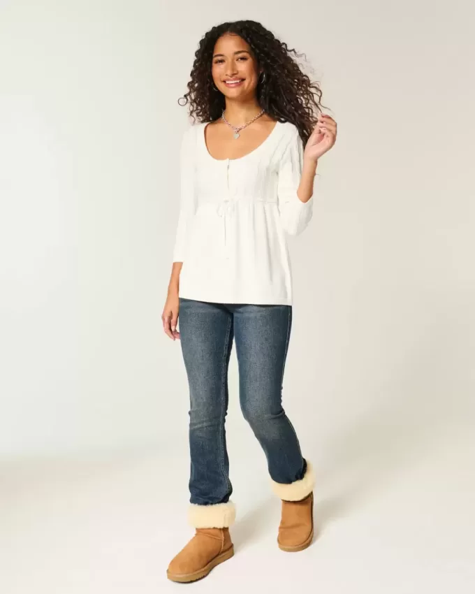 Cable-Knit Babydoll Sweater