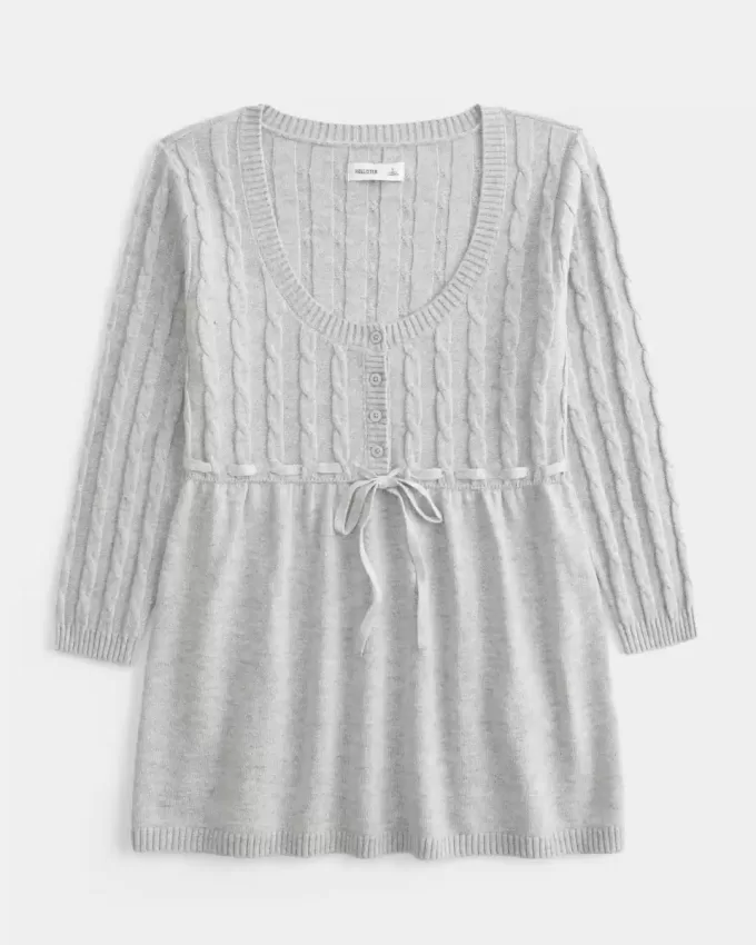 Cable-Knit Babydoll Sweater