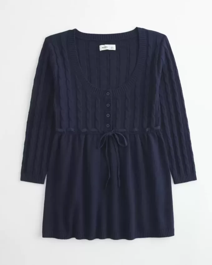 Cable-Knit Babydoll Sweater