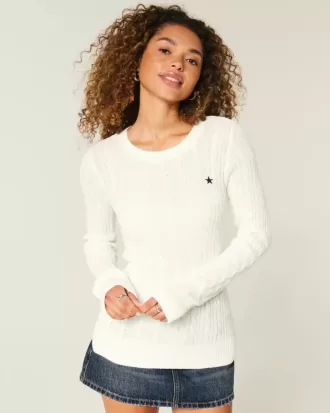 Cable-Knit Star Crew Sweater
