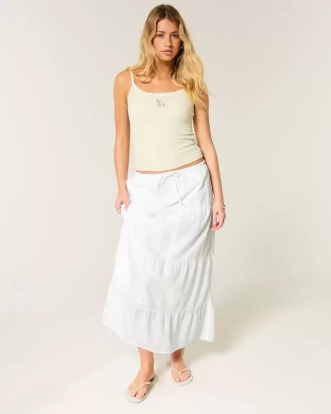 Clip Dot Tiered Maxi Skirt