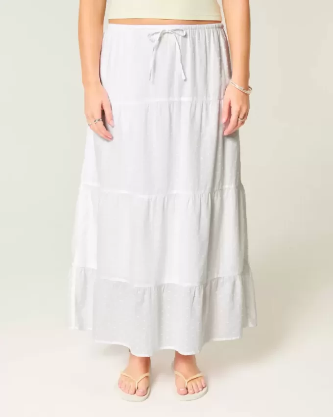Clip Dot Tiered Maxi Skirt