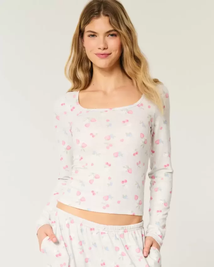 Cozy Berry Pattern Pajama Top