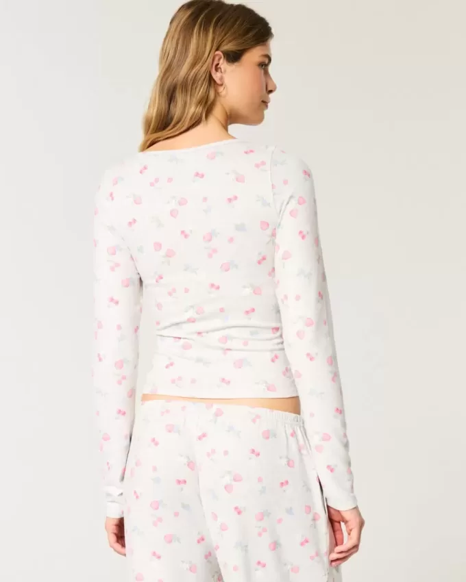 Cozy Berry Pattern Pajama Top