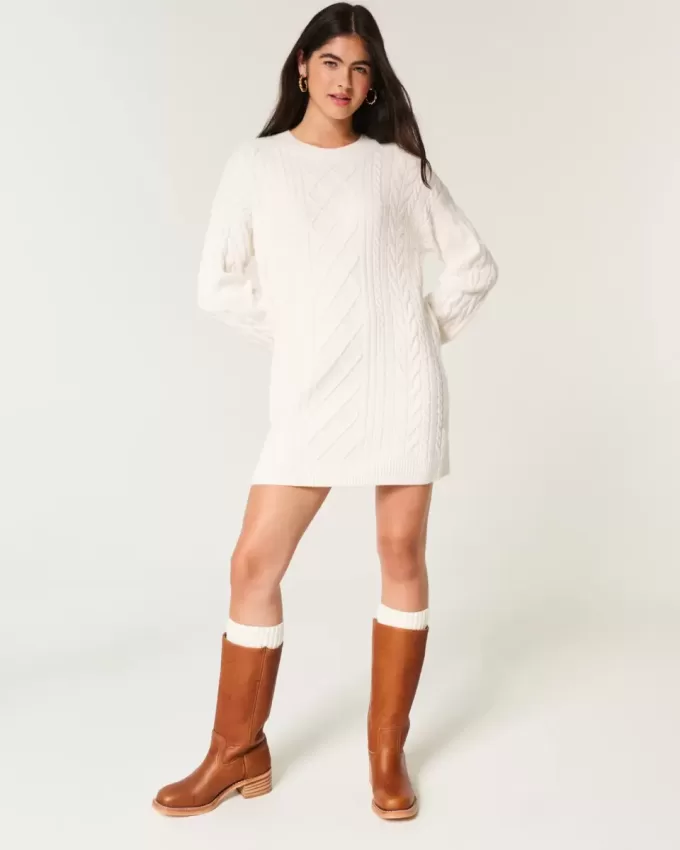 Cozy Cable-Knit Sweater Dress