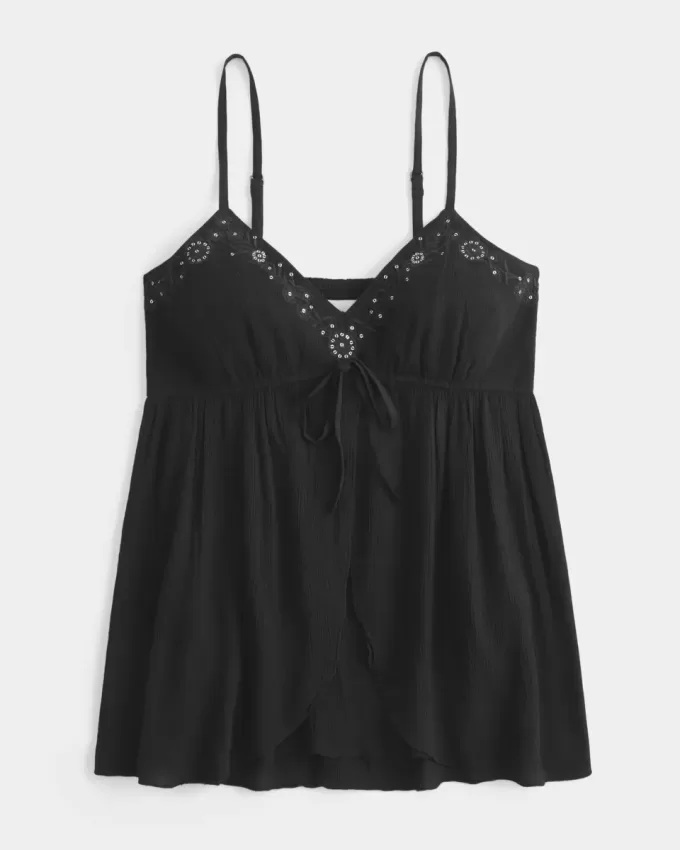 Crinkle Shine Flyaway Babydoll Top