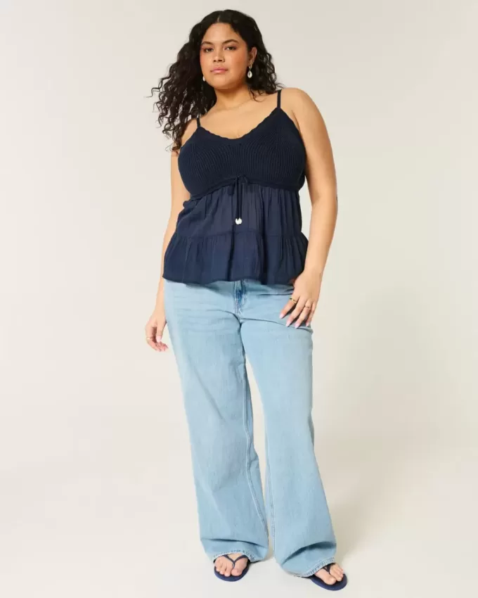 Crochet-Style Fabric Mix Top