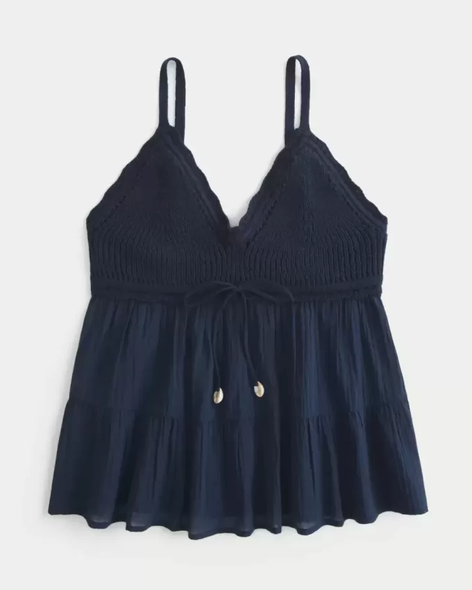 Crochet-Style Fabric Mix Top