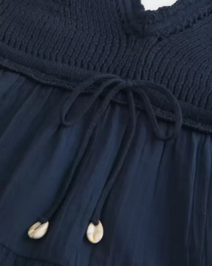 Crochet-Style Fabric Mix Top