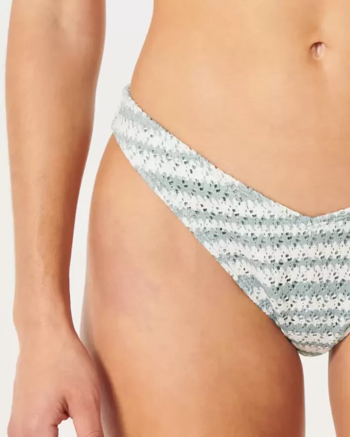 Crochet-Style High-Leg Cheeky Bikini Bottom