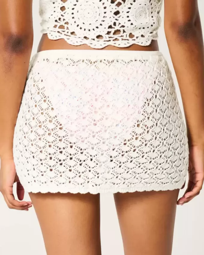 Crochet-Style Pull-On Cover Up Skirt