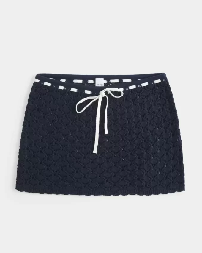 Crochet-Style Pull-On Cover Up Skirt
