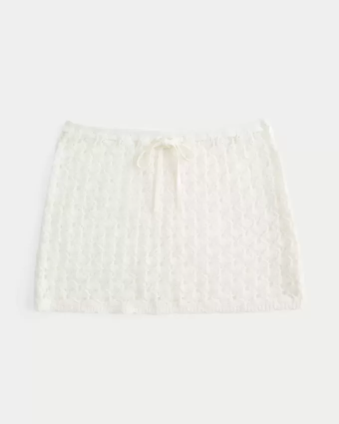 Crochet-Style Pull-On Cover Up Skirt