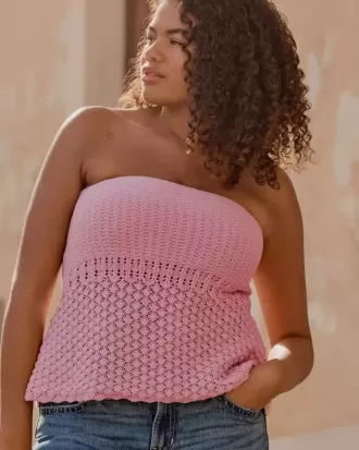 Crochet-Style Sweater Tube Top