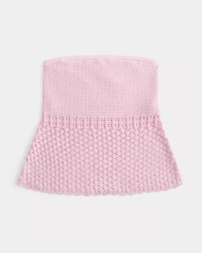 Crochet-Style Sweater Tube Top