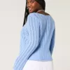 Crochet-Style Tie-Front Textured Sweater