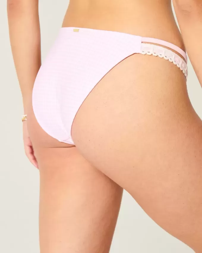 Crochet-Style Trim Double-Strap Cheeky Bikini Bottom