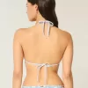 Crochet-Style Trim Halter Triangle Bikini Top