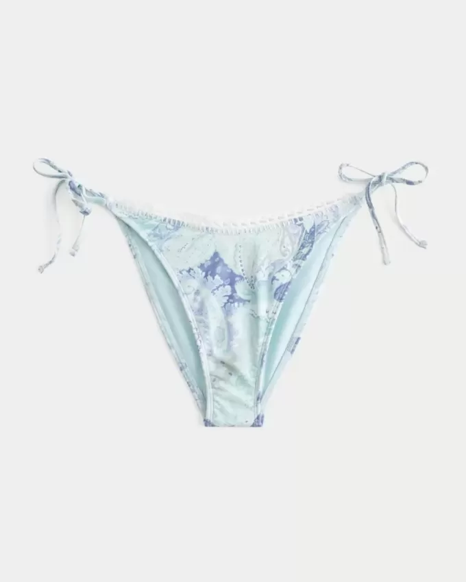 Crochet-Style Trim Side Tie Cheeky Bikini Bottom