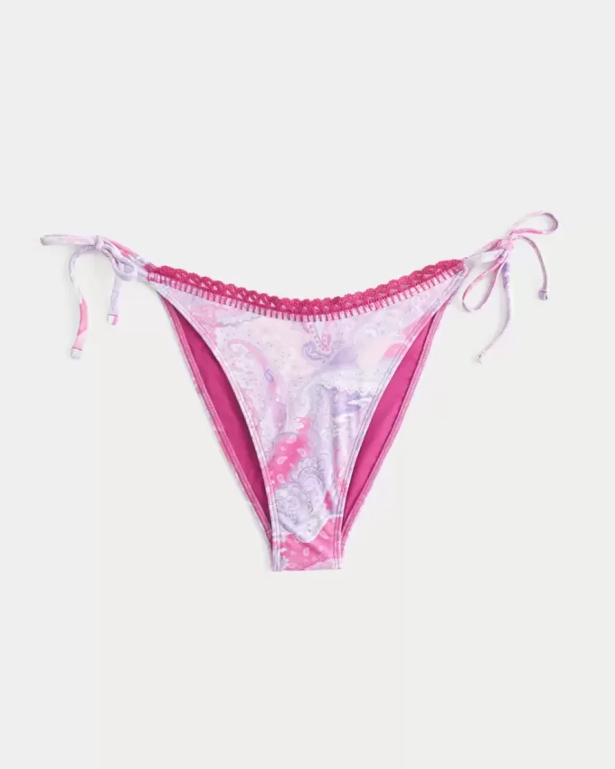 Crochet-Style Trim Side Tie Cheeky Bikini Bottom Crochet-Style Trim Side Tie Cheeky Bikini Bottom