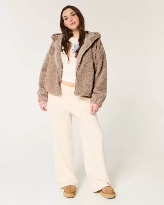 Curly Faux Fur Zip-Up Jacket