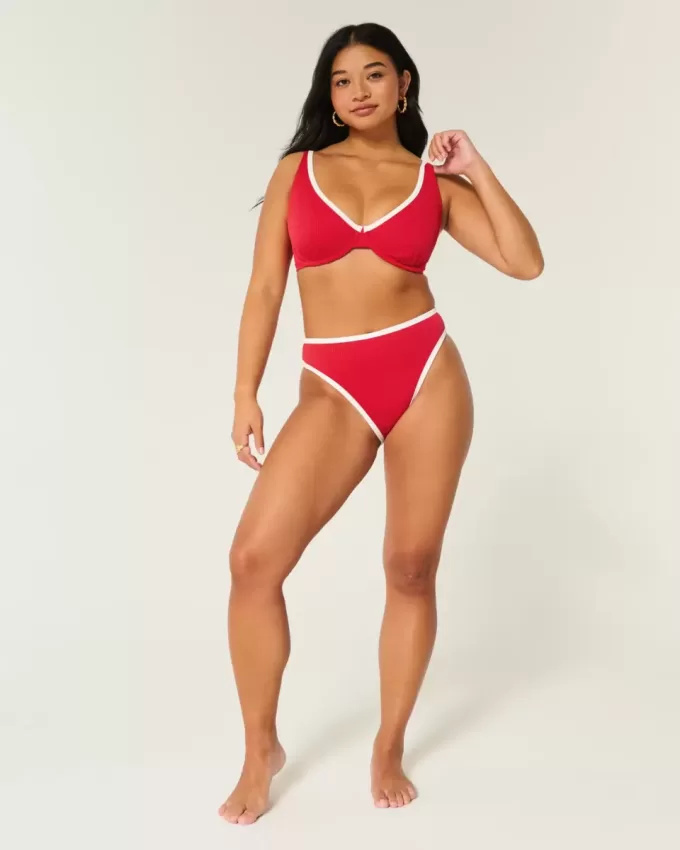 Curvy High Apex Ribbed Underwire Bikini Top
