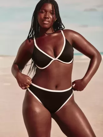 Curvy High-Leg High-Waist Ribbed Cheeky Bikini Bottom