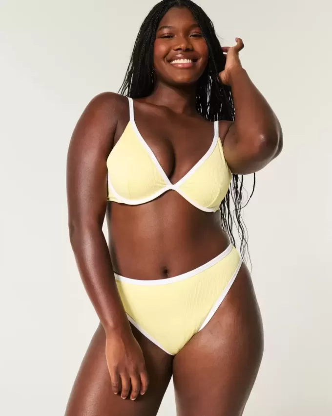 Curvy High-Leg High-Waist Ribbed Cheeky Bikini Bottom
