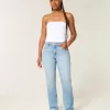 Curvy High-Rise Distressed Light Wash Straight Jeans Curvy High-Rise Distressed Light Wash Straight Jeans