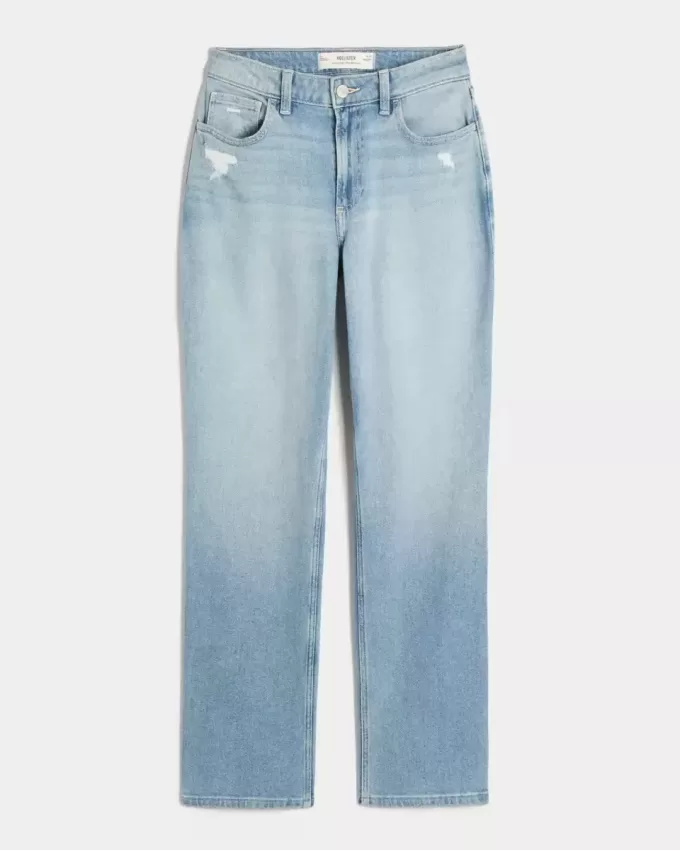 Curvy High-Rise Distressed Light Wash Straight Jeans Curvy High-Rise Distressed Light Wash Straight Jeans