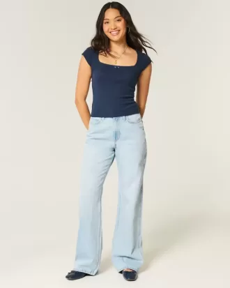 Curvy High-Rise Light Wash Baggy Jeans