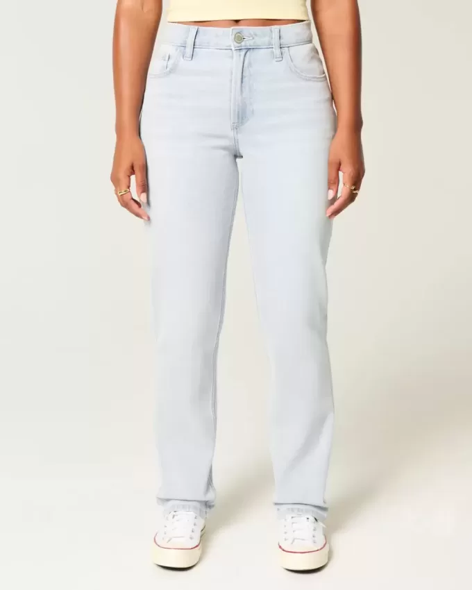 Curvy High-Rise Light Wash Straight Jeans