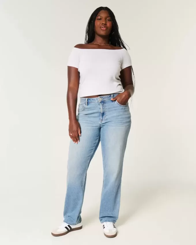 Curvy High-Rise Medium Wash Straight Jeans