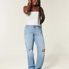 Curvy High-Rise Ripped Medium Wash Dad Jeans