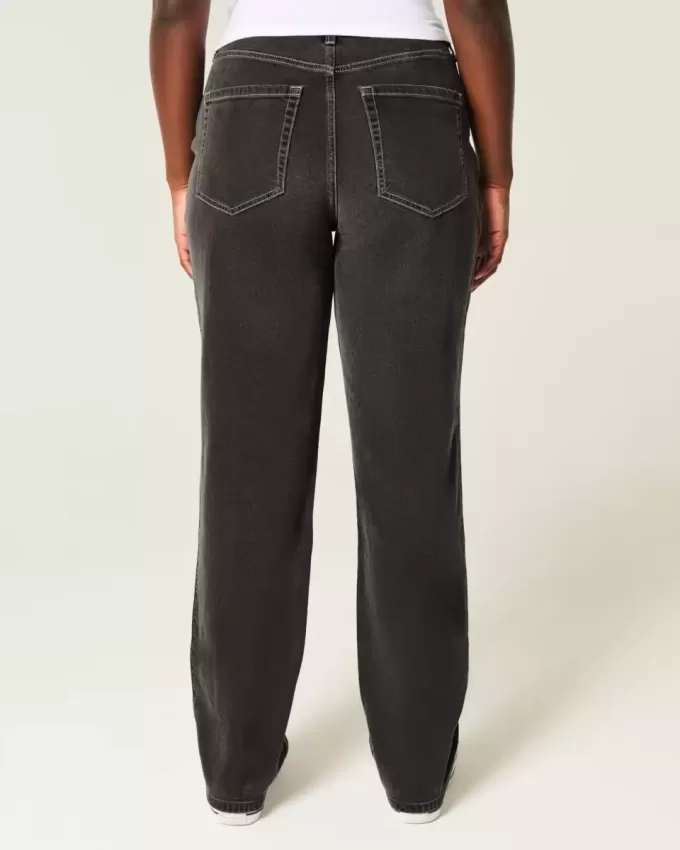 Curvy High-Rise Washed Black Straight Jeans Curvy High-Rise Washed Black Straight Jeans
