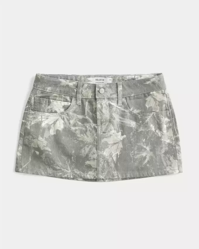Curvy Low-Rise Camo Denim Mini Skort Curvy Low-Rise Camo Denim Mini Skort