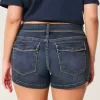 Curvy Low-Rise Dark Wash Denim Shortie Shorts