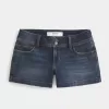 Curvy Low-Rise Dark Wash Denim Shortie Shorts