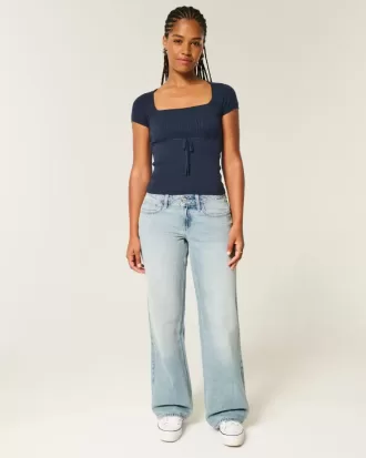 Curvy Low-Rise Light Wash Baggy Jeans