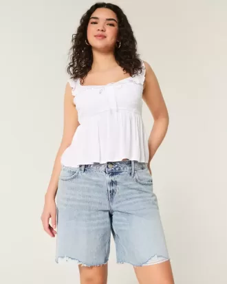 Curvy Low-Rise Light Wash Distressed Baggy Jort