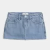 Curvy Low-Rise Medium Wash Denim Mini Skort